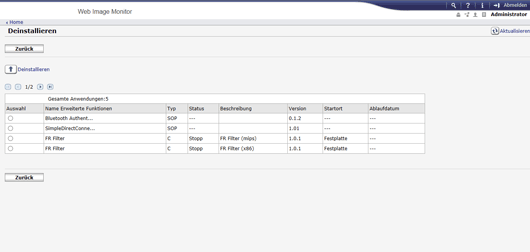 Webbrowser-Bildschirmdarstellung