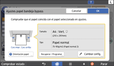 Ilustración de la pantalla del panel de mandos