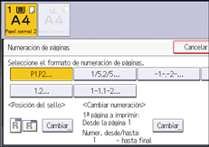 Ilustración de la pantalla del panel de mandos