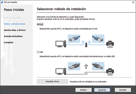Ilustración del instalador del driver