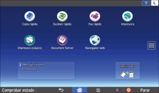 Ilustración de la pantalla del panel de mandos