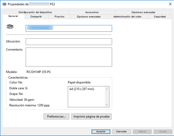 Ilustración de la pantalla del driver