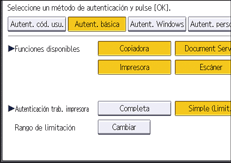 Ilustración de la pantalla del panel de mandos