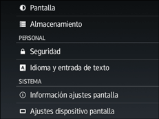 Ilustración de la pantalla del panel de mandos