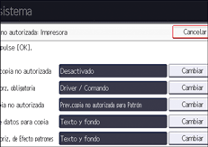 Ilustración de la pantalla del panel de mandos