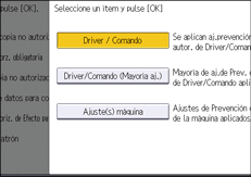 Ilustración de la pantalla del panel de mandos