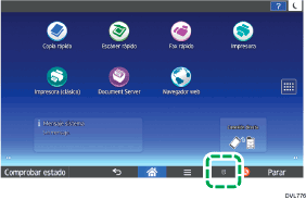 Ilustración de la pantalla del panel de mandos