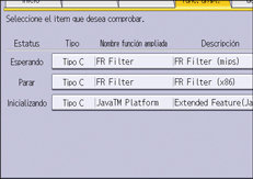 Ilustración de la pantalla del panel de mandos