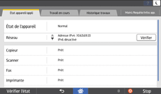 Illustration de l'écran du panneau de commande
