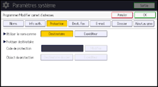Illustration de l'écran du panneau de commande