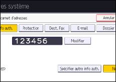 Illustration de l'écran du panneau de commande