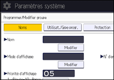 Illustration de l'écran du panneau de commande