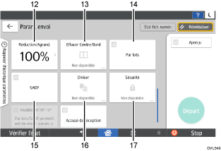 Illustration numérotée du panneau de commande