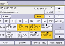 Illustration de l'écran du panneau de commande