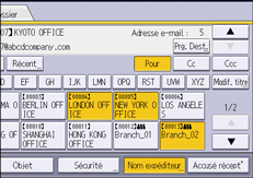 Illustration de l'écran du panneau de commande