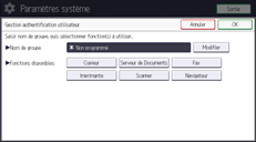Illustration de l'écran du panneau de commande