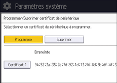 Illustration de l'écran du panneau de commande