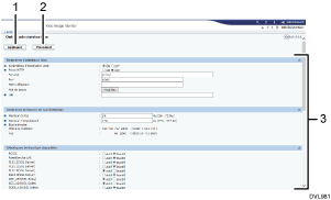 Illustration de l'écran du navigateur Web avec légende numérotée