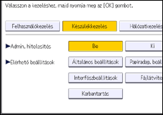 A kezelőpanel ismertetése