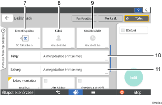 Kezelőpanel képernyőjének számozott jelölésű illusztrálása