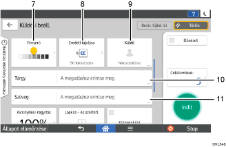 Kezelőpanel képernyőjének számozott jelölésű illusztrálása