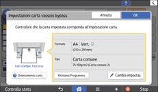 Illustrazione della schermata sul pannello di controllo