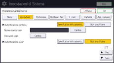 Illustrazione della schermata sul pannello di controllo
