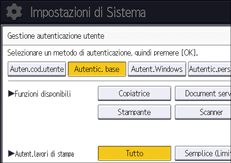 Illustrazione della schermata sul pannello di controllo