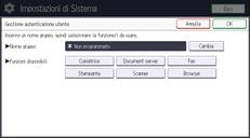 Illustrazione della schermata sul pannello di controllo