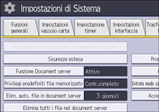 Illustrazione della schermata sul pannello di controllo