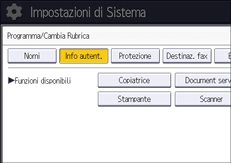 Illustrazione della schermata sul pannello di controllo