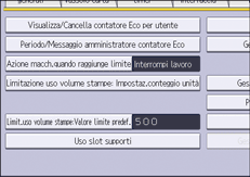 Illustrazione della schermata sul pannello di controllo
