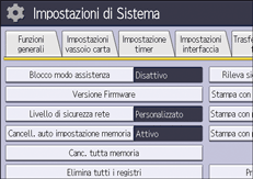 Illustrazione della schermata sul pannello di controllo