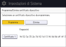 Illustrazione della schermata sul pannello di controllo