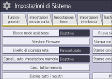 Illustrazione della schermata sul pannello di controllo
