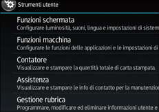Illustrazione della schermata sul pannello di controllo