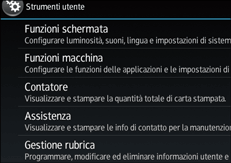Illustrazione della schermata sul pannello di controllo