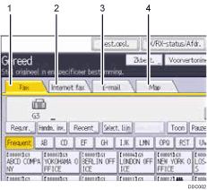 Genummerde afbeelding van het scherm van het bedieningspaneel
