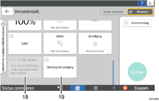Genummerde afbeelding van het scherm van het bedieningspaneel