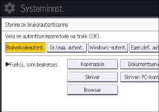 Illustrasjon av betjeningspanelet
