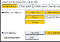 Illustrasjon av betjeningspanelet