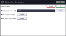 Ilustração do ecrã do painel de operação