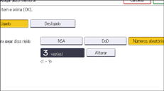 Ilustração do ecrã do painel de operação