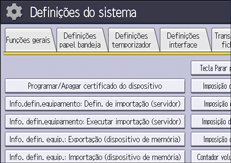 Ilustração do ecrã do painel de operação