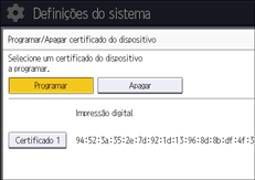 Ilustração do ecrã do painel de operação