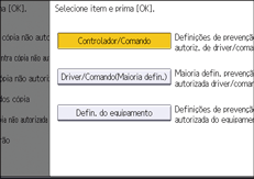 Ilustração do ecrã do painel de operação