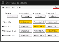 Ilustração do ecrã do painel de operação