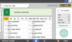 Ilustração do ecrã do painel de operação
