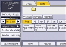 Ilustração do ecrã do painel de operação