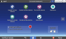 Ilustração do ecrã do painel de operação